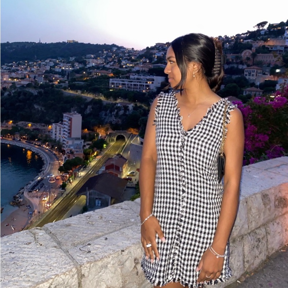 Knit checkered mini dress